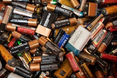 Close-up of a pile of different batteries