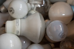 Close-up of lightbulbs in a pile