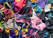 Pieces of fabric scraps and other textiles.