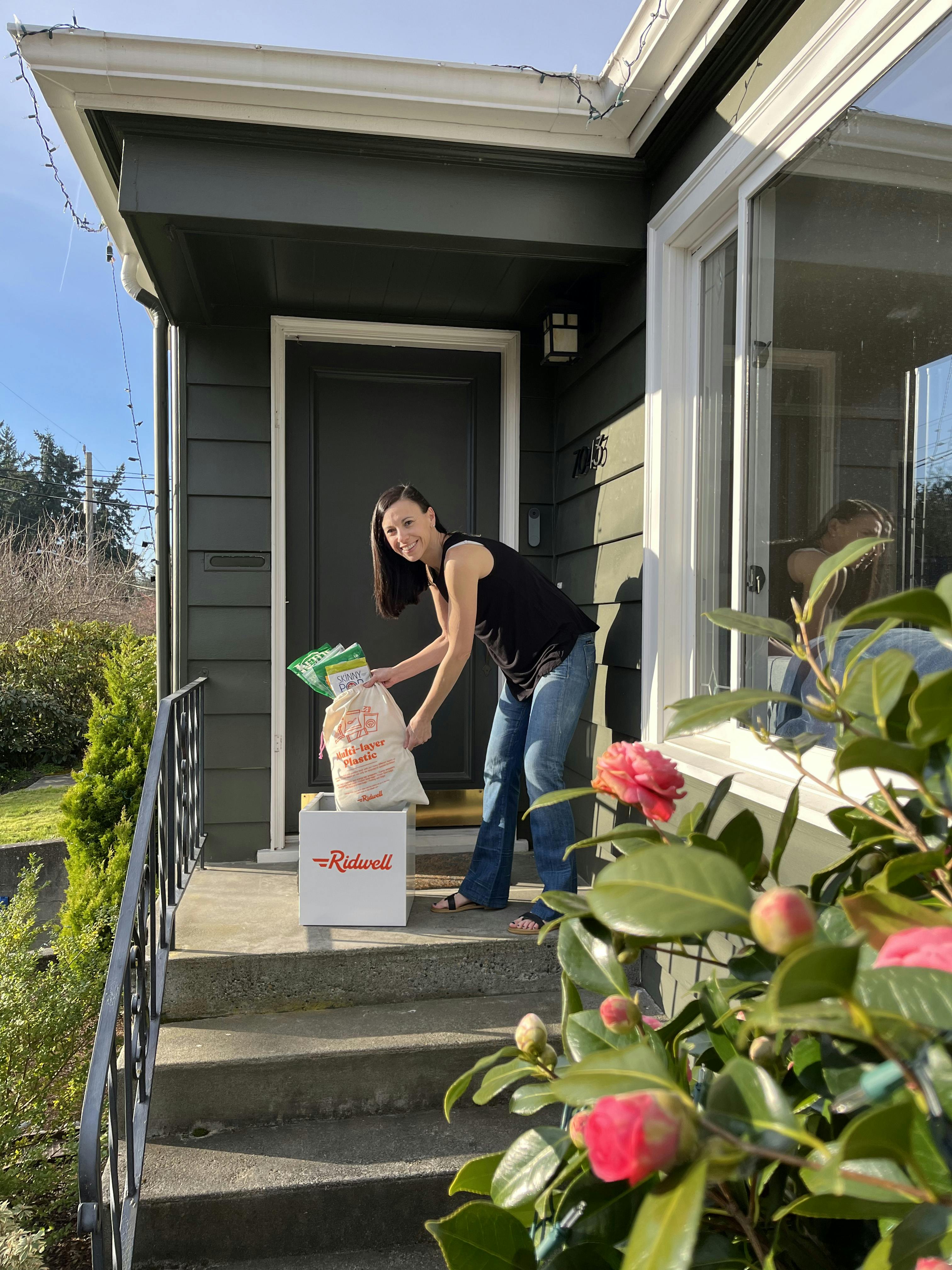 Putting multi-layer plastic in bin